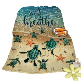 Tropical Baby Sea Turtle Flannel Fleece Blanket 3D Ocean Waves Flannel Soft Plush Throw Blanket Cozy Blankets For Bed Chair Car Sofa Couch Bedroo (Option: 130x150cm-Green)