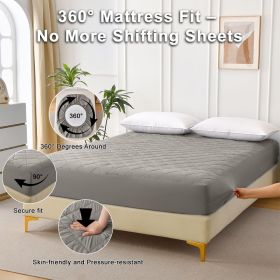 Diamond Grid Ultrasonic Waterproof Mattress Protector (Color: gray)