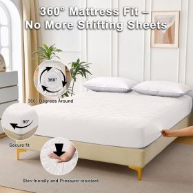 Diamond Grid Ultrasonic Waterproof Mattress Protector (Color: White)