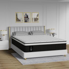 Queen Mattress, 12-Inch Hybrid in A Box | Medium Firm, Cooling Comfort & Motion Isolation, Pocketed Springs, Edge Support | CertiPUR-US Certified (Color: Black-white, size: Queen Size)